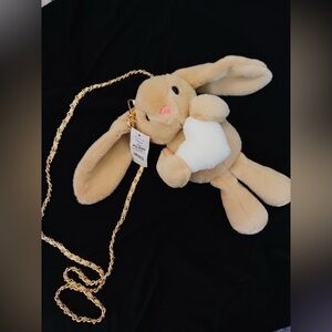 Aldo Beige Bunny Crossbody with Gold Chain